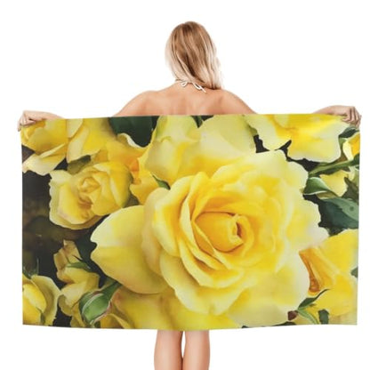 Yellow Rose Bath Towel Super Absorbent Beach Towels Microfiber Bathroom Towel 32 x 52 Inch - color: Yellow Rose
