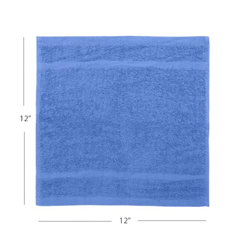 Avalon Towels Blue Washcloths Bulk Pack of 36 (12x12 inches) - 100% Cotton Washcloths & Face Towels - Highly Absorbent & Soft Wash Cloths for Showering, Wash Rags for Body & Face Cloths - color: Blue