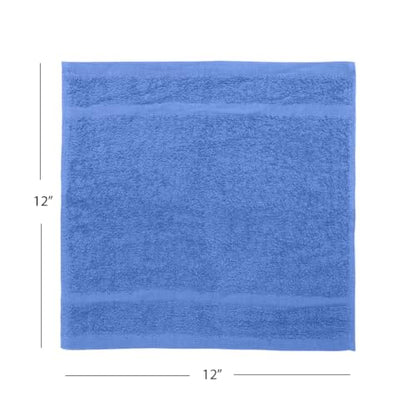 Avalon Towels Blue Washcloths Bulk Pack of 36 (12x12 inches) - 100% Cotton Washcloths & Face Towels - Highly Absorbent & Soft Wash Cloths for Showering, Wash Rags for Body & Face Cloths - color: Blue