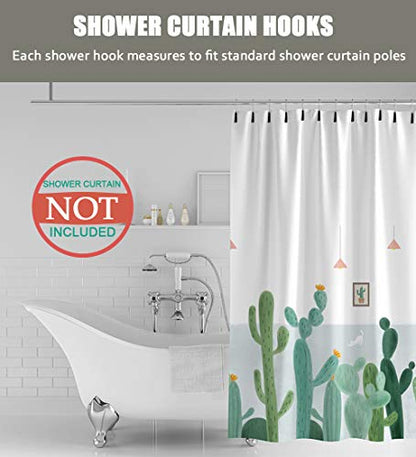 Shower Curtain Hooks Rings, 304 Stainless Steel Shower Curtain Rust Resistant Hooks for Bathroom Shower Rods Set of 12 (Black) - color: Black