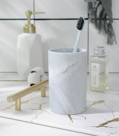 Kelake Ceramic Rustic Gray Marble Bathroom Tumbler Cup for Mouthwash Rinsing Toothbrush and Toothpaste Holder Stand Cups 280 ml Porcelain Milk Drinking Cups for Christmas Birthday - color: Gray Marble Pattern Cup