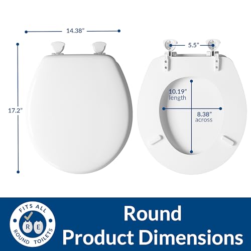 Mayfair Athens Toilet Seat, Easy Clean Hinges and Durable Wood Seat, Round, White - size: Round