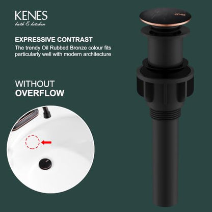 Oil Rubbed Bronze Pop Up Bathroom Sink Drain Stopper Without Overflow | Bathroom Vanity Sink Drain Assembly, Built-in Anti-Clogging Strainer, Plastic Pop Up Drain for Bathroom Vanity Vessel Sink - color: Oil-rubbed Bronze, size: Big Pop up Cap (Without Ov