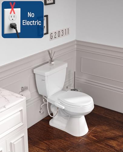 SAMODRA Bidet Toilet Seat with Soft Close Lid | Fits Round Toilets,Non-Electric,Dual Nozzle System, Adjustable Water Pressure, Quick-Release for Easy Installation & Clean