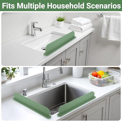 19.3 inch Silicone Sink Splash Guard, Splash Guard for Kitchen Sink Area, Backsplash Protector for Kitchen Countertop & Bathroom Bathtub with Non-Slip Strong Suction, Sage Green - color: Sage Green