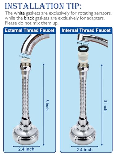 UFO-shaped 360° Swivel Kitchen Faucet Extender,Anti-Splash Dual-function Kitchen Faucet Sprayer Attachment,Large-diameter Shower Head Sink Aerator,Water Saving-8 Inch - style: LONG