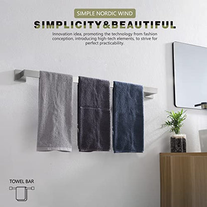 KOKOSIRI 32-Inch Single Towel Bar, Bathroom Kitchen Towel Holder, Wall Mounted SUS304 Stainless Steel Towel Rack, Brushed Nickel, B4003BR-L32 - color: Brushed Steel, size: 32-Inch