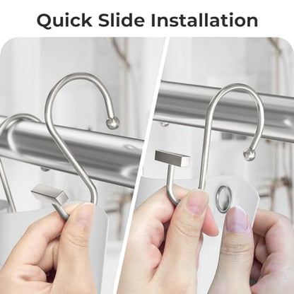 Bathway Shower Curtain Hooks, Shower Curtain Rings Rust Proof, 12PCS Shower Hooks for Shower Curtain, T-Bar Design Convenient Elegant Shower Curtain Hangers for Bathroom Kitchen Wardrobe, Nickel - color: Nickel
