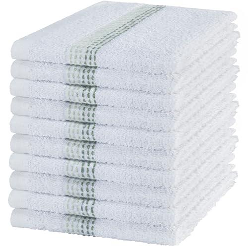 100% Cotton Washcloths 12x12 in, Sage (10 Pack) - color: Sage