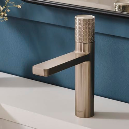 Ruvati Emilio Single Hole Diamond Pattern Bathroom Faucet in Stainless Steel Brushed Nickel - RVF5133BN - color: Brushed Nickel