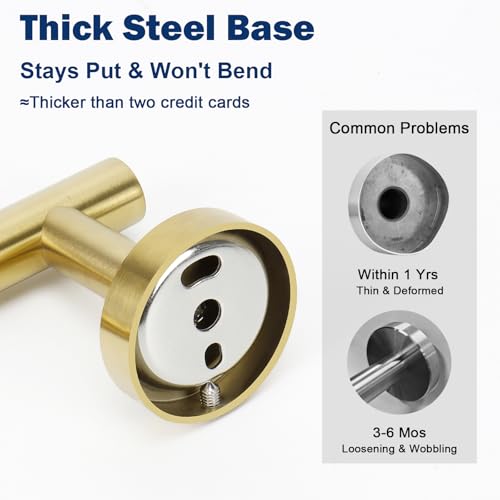 NearMoon Bath Towel Bar, Thicken Stainless Steel Shower Towel Rack Holder Wall Mounted for Bathroom, 24-lnch Overall Length-21-lnch Usable Hanging Space (1 Pack, Brushed Gold) - color: Brushed Gold, size: 24 Inch