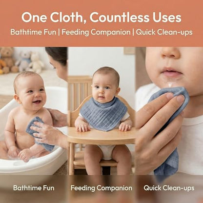 Muslin Burp Cloths 100% Baby Washcloths Cotton Soft and Absorbent Baby Wash Cloths Spit Up Burp Rags - Baby Burping Cloth for Boy Girl Registry Search - color: Blue-10pack-binding