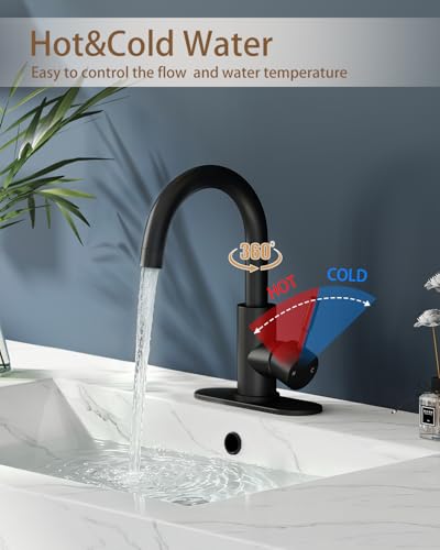 Bathroom Faucets, Bar Sink Faucet Single Hole for Bathroom Kitchen Campers with Pop-Up Drain Hose, Suitable for Farmhouse Vanity Lavatory - color: Matte Black, style: Classic