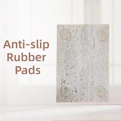 Travertine Soap Dish, Marble Self Draining Soap Holder, Sponge Holder for Bathroom, Sink, Kitchen, Jewelry Ring Dish (Beige), MSD100