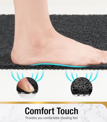 HITSLAM Bathtub Mat Non Slip, 35 x 16 Inch Long Soft PVC Loofah Shower Mat, Bath Mat for Tub Without Suction Cups, Quick Drying Bath Tub Mat for Shower and Bathroom, Easy to Clean, Black - color: Black