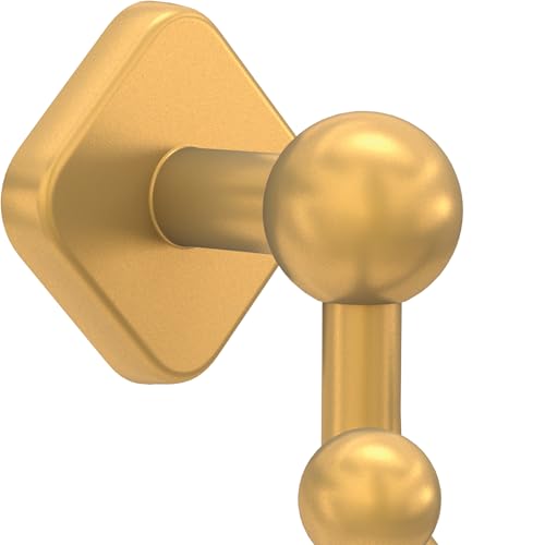 Franklin Brass Gainesville (1-Pack) Towel Hooks Satin Gold Double Bathroom J Hooks Wall Mounted for Robes & Towels Hand Towel Hook Holder Kitchen, Bathroom Accessories GNV35-SG - color: Satin Gold