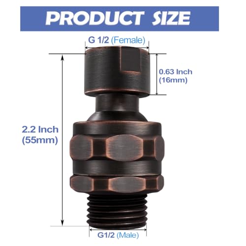Shower Head Swivel Ball Adapter Brass Adjustable Shower Arm Connector Universal Showering Component Shower Arm Extension- Oil-Rubbed Bronze - color: ORB