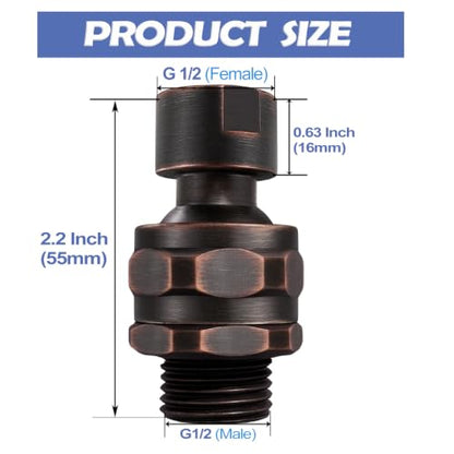 Shower Head Swivel Ball Adapter Brass Adjustable Shower Arm Connector Universal Showering Component Shower Arm Extension- Oil-Rubbed Bronze - color: ORB