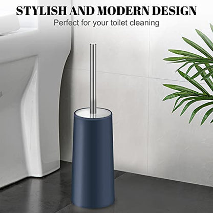 Toilet Brush and Holder, 2 Pack Toilet Brush with 304 Stainless Steel Long Handle, Toilet Bowl Brush for Bathroom Toilet-Ergonomic, Elegant,Durable (Blue) - color: Blue