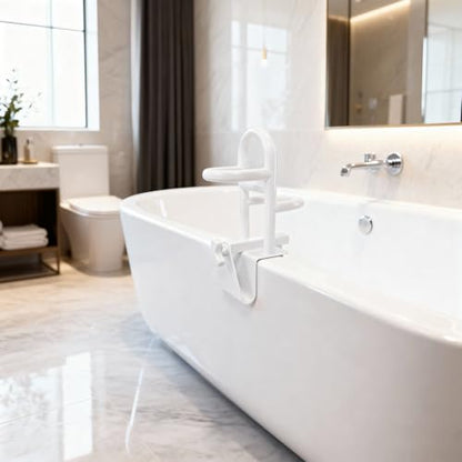 Adjustable Triple Grip Bathtub Grab Bars | Clamp-On Safety Handrail, For Seniors, Disabled & Elderly, Fits 3-7Inch+ Thick Walls, Bathroom Balance Support, Family Safety