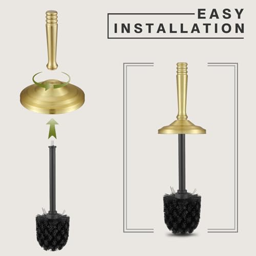 Gold Toilet Brush and Holder Set,Toilet Bowl Brush and Holder | Heavy Duty Toilet Brush for Bathroom, Stainless Steel Toilet Cleaner Brush,Deep Cleaning,Space Saving,Covered Brush - color: Gold