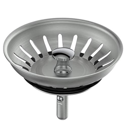 KANARY Stainless Steel Sink Strainer with Rubber Stopper(Single, Stainless Steel) - color: Chrome, size: Twin