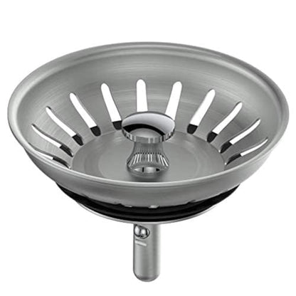 KANARY Stainless Steel Sink Strainer with Rubber Stopper(Single, Stainless Steel) - color: Chrome, size: Twin