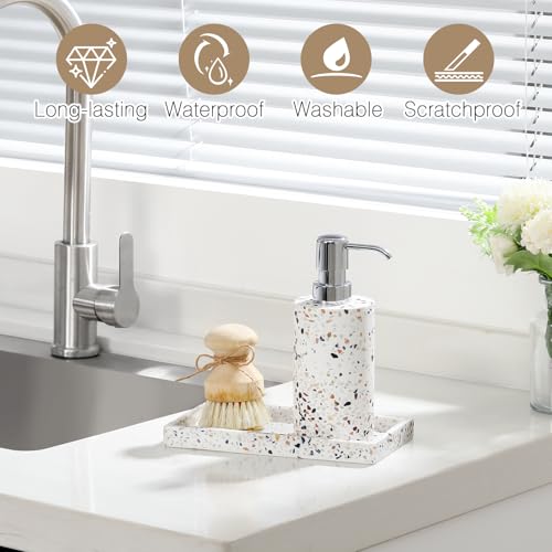 Luxspire Resin Bathroom Vanity Tray Countertop Organizer, Mini, Terrazzo | 8 x 4 inch, non-slip waterproof resin, easy wipe clean, fits bath kitchen vanity, holds jewelry toiletries soap - color: Terrazzo, size: Mini
