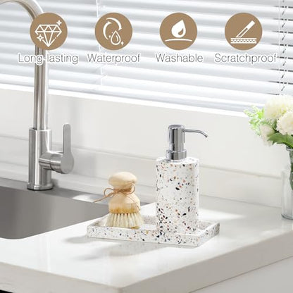 Luxspire Resin Bathroom Vanity Tray Countertop Organizer, Mini, Terrazzo | 8 x 4 inch, non-slip waterproof resin, easy wipe clean, fits bath kitchen vanity, holds jewelry toiletries soap - color: Terrazzo, size: Mini