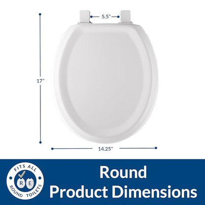 Mayfair Sculptured Traditional Toilet Seat, Easy Clean Hinges with Durable Wood Seat, Made in USA, Round, White - color: White, size: Round, style: Classic