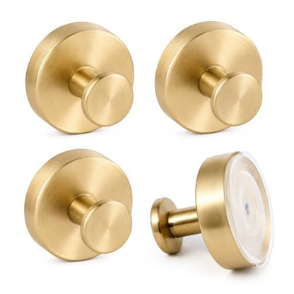 Suction Cup Hooks Removable Shower Hooks, 4Pcs Metal Towel Hooks for Bathroom Window Glass Wall Door Can Hang Various Towels Bath Towels Keychains, Gold Front Door Wreath Hanger, No-Drill Waterproof - color: Gold