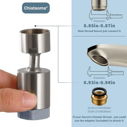 Rotating Faucet Aerator,360° Swivel Kitchen Faucet Nozzle Splash-Proof | 3-Flow Sprayer Female Kitchen Faucet Attachment,Faucet Attachment for Kitchen Sink,Faucet Aerator Sprayer Brushed Nickel - color: Brushed Nickel D