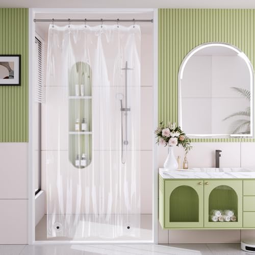 AmazerBath Stall Shower Curtain Liner, 36x78 Clear Shower Curtain Liner, Long Waterproof Plastic Shower Liner, Lightweight PEVA Shower Curtain with 2 Magnets and 6 Rustproof Metal Grommets - color: Clear, size: 36"W x 78"L (Pack of 1)