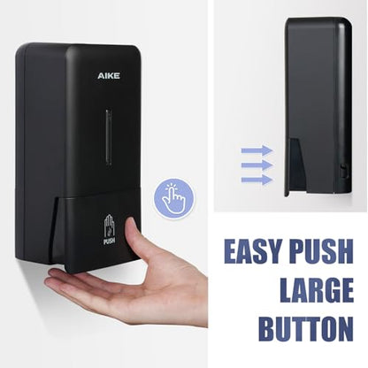 AIKE Liquid Commercial Soap Dispenser,27oz for Bathroom Modern Black,AK1006 | No-Drill and Screw Dual Wall Mount Install Design for Space-Saving,Easy Push Easy Refill and Large Capacity for Commercial - color: Black