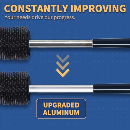 BOOMJOY Toilet Brush and Holder 2 Packs, Silicone Toilet Bowl Brush with Tweezers for Bathroom, RV Cleaning-Black & Grey - color: Black & Grey