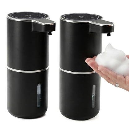 2-Pack Automatic Foam Soap Dispenser – USB Rechargeable Smart Hand Soap Dispenser with 4-Level Adjustable, 380mL Wall Mounted or Countertop, IPX5 Waterproof, for Bathroom Kitchen (Black) - color: Black2