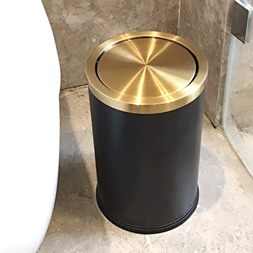 2.6 Gallon Bedroom Trash Can with tainless Steel Lid,Business Trash Bin，Elegant Garbage Can,White Waste Basket， for Bathroom itchen Living Room Office Hotel Cafe - color: white