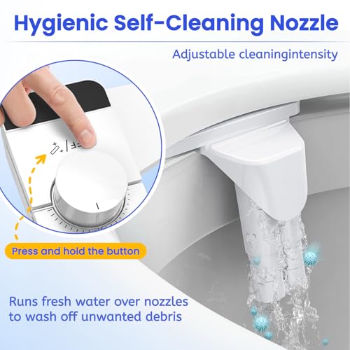 Ultra-Slim Bidet Attachment,Fresh Water Sprayer Non-Electric Toilet Bidet Attachment,Self-Cleaning Dual Nozzles with Adjustable Water Pressure for Rear & Female Washing - color: A1-Bidet Attachment