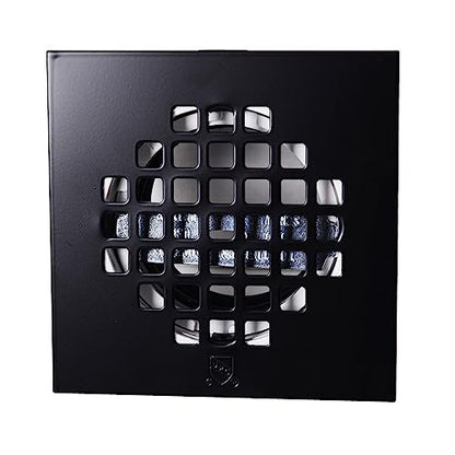 Westbrass D206PS-62 4-1/4" Square Grate Shower Drain Cover with 2" SCH 40 PVC Drain Pipe, Matte Black - color: Matte Black