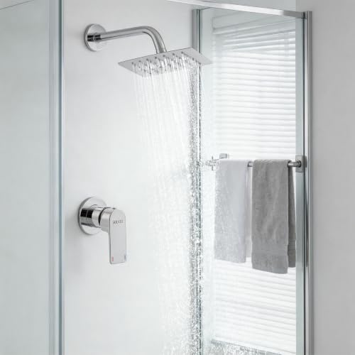 SOLVEX Shower Faucet Set with Valve Rain Shower System Head Stainless Steel Wall Mount Single Handle Shower Trim Kit 6 Inch High Pressure Shower Head Chrome SP-90103 - color: Chrome