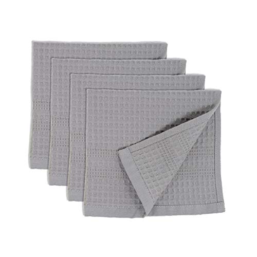 GILDEN TREE Waffle Towels Wash Cloths for Showering, Exfoliating Washcloth Face Towels, Quick Dry Towel Cotton Washcloths Set of 4, Classic Style (Pewter) - color: Pewter, size: Washcloth (4 Pack)