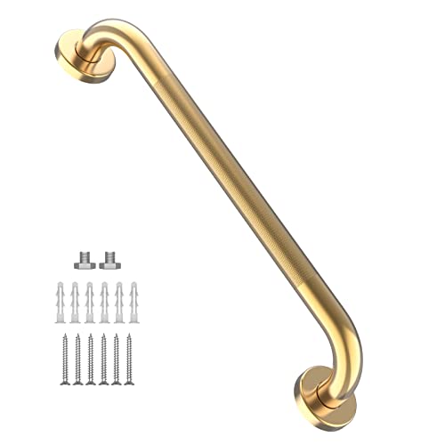 24 Inch Anti Slip Shower Grab Gold, Munzong Bathroom Grab Bar, Knurled Bathroom Balance Bar,Safety Hand Rail Support Handicap Elderly Injury Senior Assist Bath Handle | Heavy Duty Knurled Bathroom Balance Bar Safety Hand Rail Support Handicap Elderly Inju