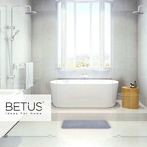 Betus Luxury Memory Foam Bath Mat - Water Absorbent, Super Cozy and Non-Slip Backing - Luxurious Velvet Comfort Bathroom Rug - 17"x24" (Gray) - color: Grey