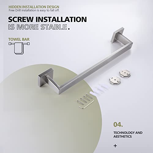 KOKOSIRI 16-Inch Single Towel Bar, Bathroom Kitchen Towel Holder, Wall Mounted SUS304 Stainless Steel Towel Rack, Brushed Nickel, B4003BR-L16 - color: Brushed Steel, size: 16-Inch