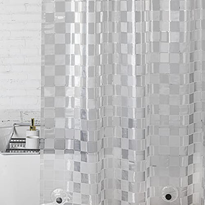 WELTRXE EVA Shower Curtain Liner 72x72 Inch 8G Heavy Duty Clear Shower Liner with Design, Plastic Shower Curtains for Bathroom Bathtub, Shower Stall, 3D Frosted Square Pattern, 3 Magnets - color: Clear - Mosaic, size: 72"W x 72"L (Pack of 1)