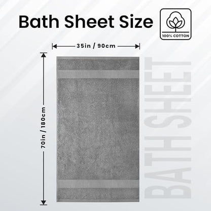 Infinitee Xclusives – Luxury Bath Sheets Towels – 1 Pack 600 GSM (35X70 Inches) – 100% Ring Spun Cotton Large Bath Towels for Bathroom (Charming Grey, Bath Sheets - Pack 1) - color: Charming Grey, size: Bath Sheet - 1 Pack