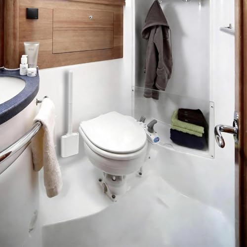 RV Essentials, RV Toilet Brush, Toilet Brush Silicone Won't Damage Toilets, Wall Mounted Toilet Brush White-Anti-Roll, Anti-Drip Design, Suitable for RV Travel Trailers and Campers, Camper Must Haves - color: White-1