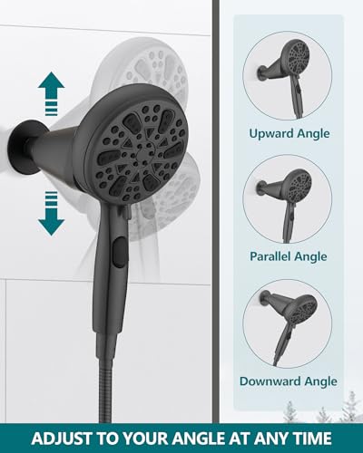 Adjustable Shower Holder Compatible with Delta Fit Kohler Magnetic Handheld Showerhead - 3M VBH Adhesive Tape for Strong Hold, No Drill, Any Height Use, Matte Black - size: Matte Black