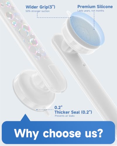 Suction Shower Handle, 2 Pack Grab Bars for Shower and Bathroom | Removable Safety Grip No Drilling & Waterproof, Heavy Duty Suction Cup Bath Handrails Grab Bars for Bathtubs, 11 in - Bubble - color: White - Bubble