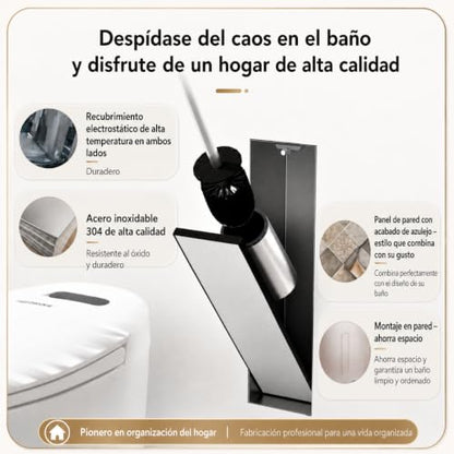 Stainless Steel Recessed Toilet Brush Holder - Invisible in-Wall Bathroom Niche Cabinet with Tileable Door, Enclosed Storage, Hygienic & Space-Saving (Matte Black ，45x12x12 cm)